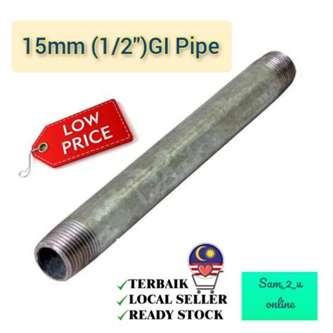 Gi Pipe Threaded Both Side Galvanized Iron Pipe Extension Paip Besi