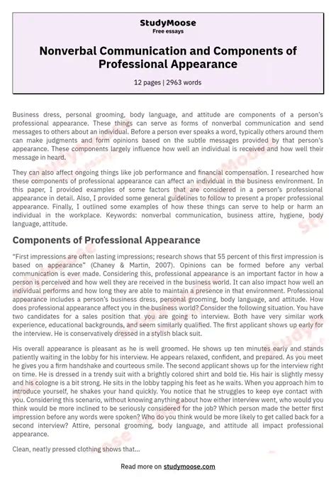 Nonverbal Communication And Components Of Professional Appearance