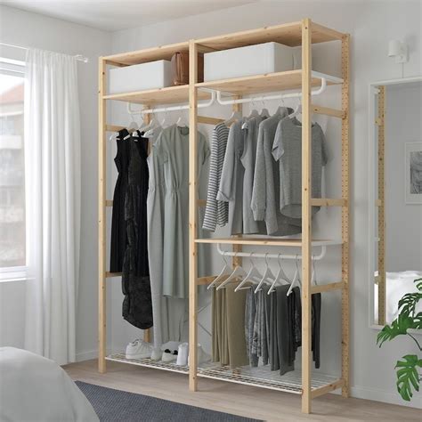 In addition to this, the hanging bar is quite long. IVAR, Shelving unit with clothes rail, 174x50x226 cm ...