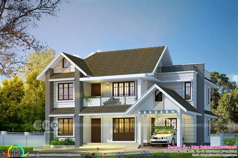 2150 Square Feet 4 Bedroom Sloped Roof Villa Design Kerala Home