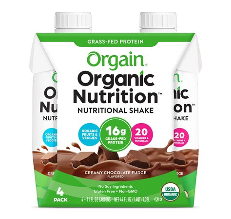 Orgain Organic Protein Shake Chocolate 16g Protein 4 Ct Walmart