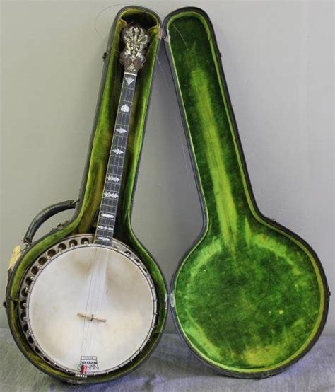203 Vintage Vega Signed 4 String Banjo With Resonator Lot 203