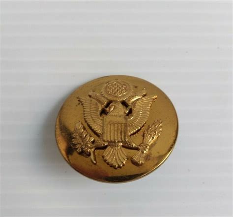 Vintage Us Army Enlisted Military Brass Hat Pin Back Eagle Crest E