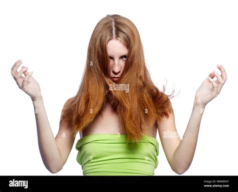Portrait Of Beautiful Red Haired Model Posing Stock Photo Alamy