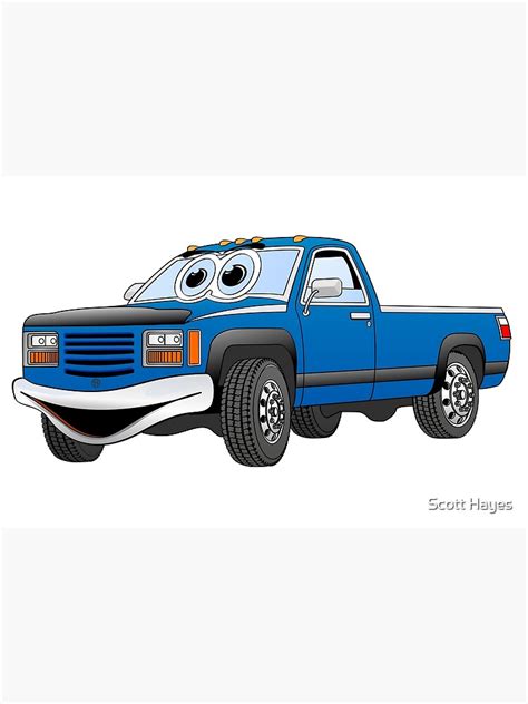 Blue Pick Up Truck Cartoon Poster For Sale By Graphxpro Redbubble
