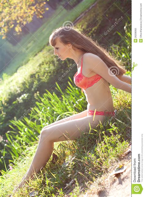 Lovely Woman Basking In The Sunlight Stock Image Image Of Attractive Belly 26208083