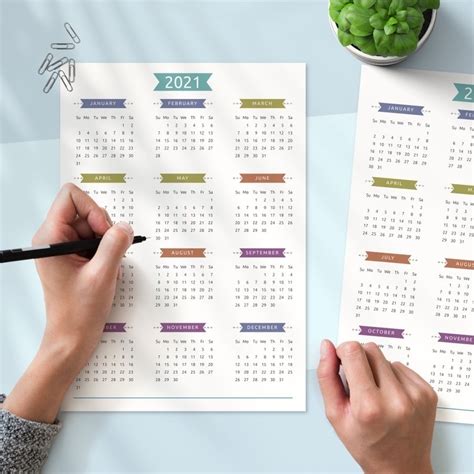 Year At A Glance 2021 Month Calendar Printable