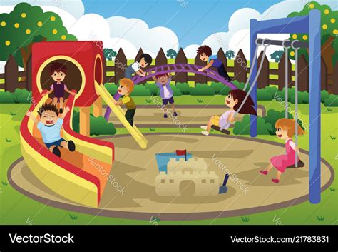 Children Playing In The Playground Royalty Free Vector Image