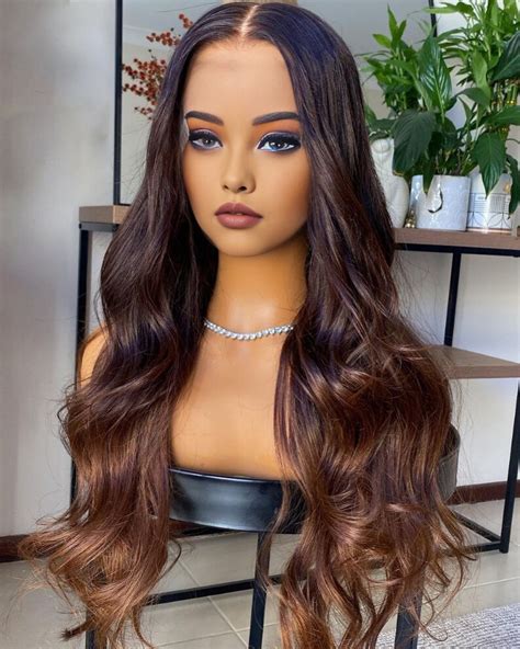 Ombre Chocolate Brown Wig Body Wave Human Hair Wigs Glueless Etsy