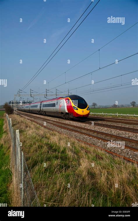 Virgin Trains Pendolino Class High Speed Passenger Train In The Tamworth Lichfield Area Of