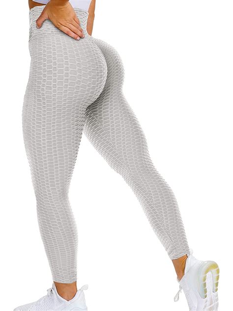 Vaslanda Womens High Waist Honeycomb Textured Yoga Pants Tummy Control Ruched Butt Lifting