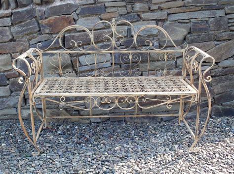 French Garden Bench Antique Metal Furniture Outdoor Vintage Patio Iron