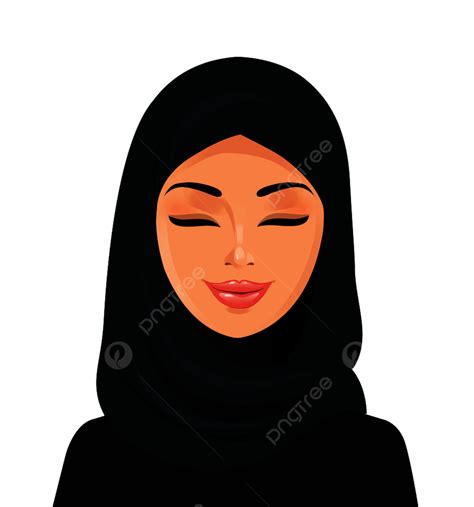 Closed Eye Clipart Vector Beautiful Muslim Arab Woman In Hijab Closing