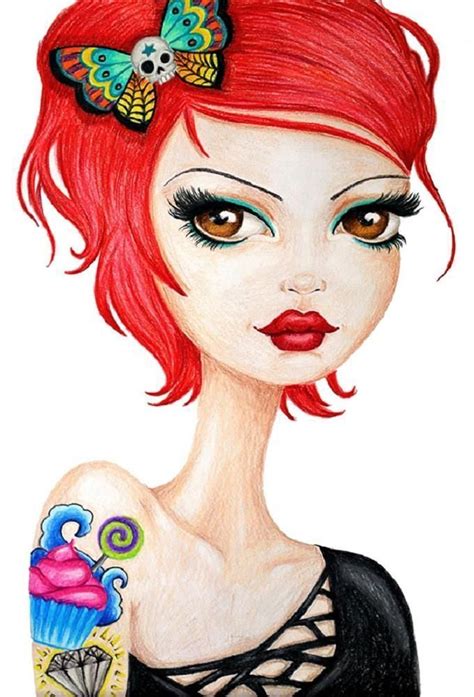 Redhead Alice In Candyland Stephanie Zahalka Tattoo Canvas Art Print Giclee Art Print Canvas