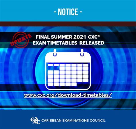 2021 Cxc Exam Timetables Chinmaya Vidyalaya