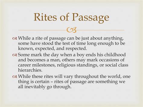 Ppt Rites Of Passage Powerpoint Presentation Free Download Id2203693