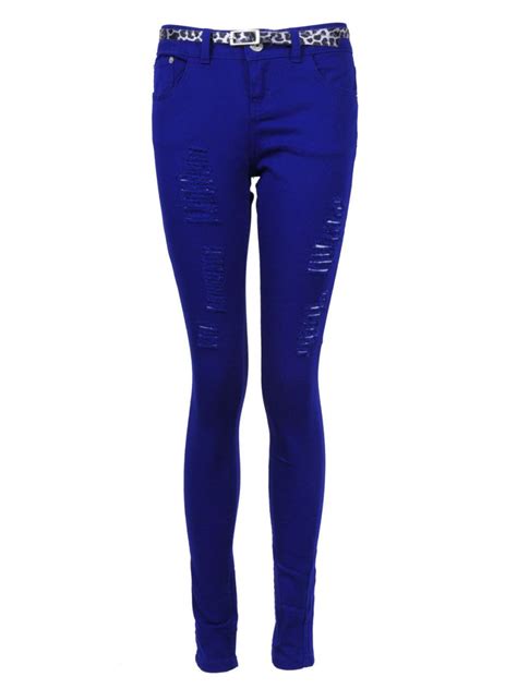 Blue Electric Blue Ripped Skinny Jeans Select Fashion