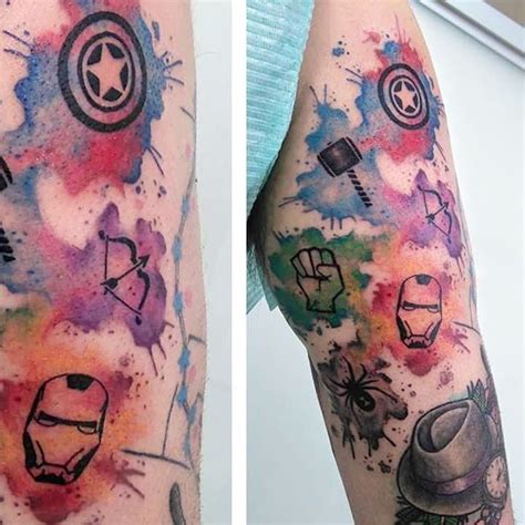 50 wonderful avengers infinity war tattoos and designs. avengers watercolor logos - Google Search | Marvel tattoos ...