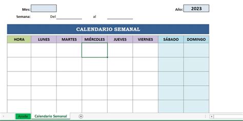Plantilla Excel Para Calendario Semanal Descarga Gratis ️