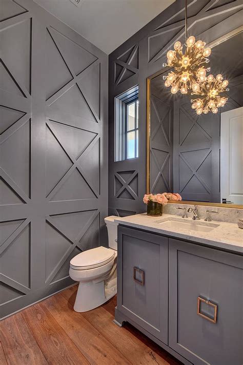 Refined And Refreshing Trendy Powder Rooms In Gray And Turquoise