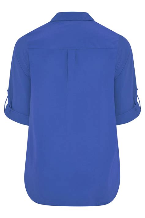 Cobalt Blue Oversized Chiffon Shirt Yours Clothing