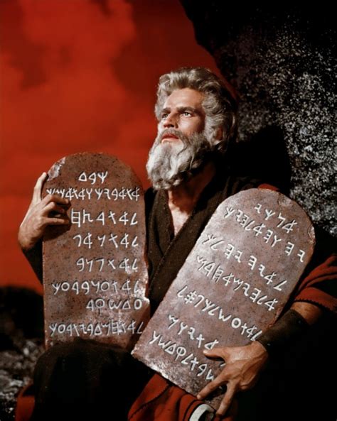 Charlton Heston As Moses Holding Stone Tablets In The Ten Commandments