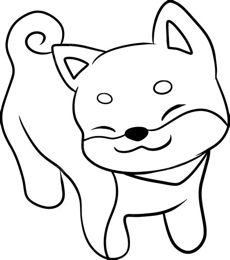 Gambar Shiba Anjing Kartun Hewan Doodle Kawaii Anime Halaman Mewarnai