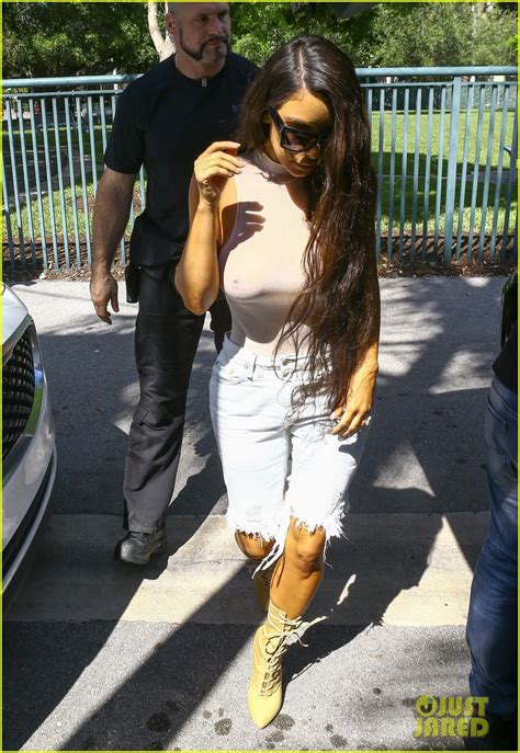 Full Sized Photo Of Kim Kardashian Goes Braless While Wearing See