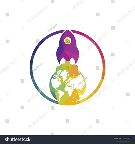 Globe Rocket Vector Logo Design Template Stock Vector Royalty Free