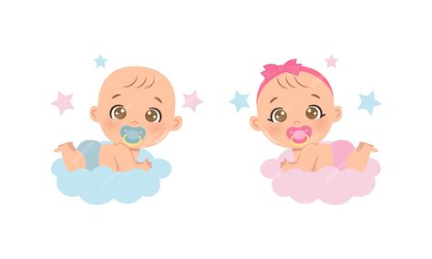 Premium Vector Cute Baby Boy And Girl Gender Reveal Clipart