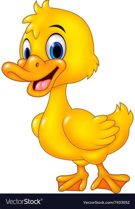 Cartoon Funny Baby Duck Posing Isolated Royalty Free Vector
