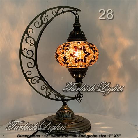Moon Shape Turkish Mosaic Table Lamp Tiffany Lamp Etsy