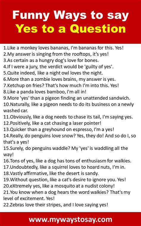 60 Creative And Funny Ways To Say Yes To A Question 2024