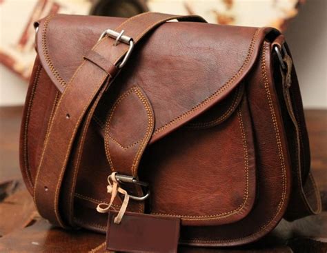 Womens Brown Leather Satchel Bag