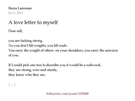 Awesome Collection Of A Love Letter To Myself By Becca Lansman Hello