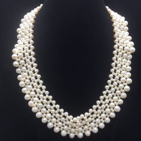 White Pearl Braided Necklace Braided Necklace Pearls Necklace