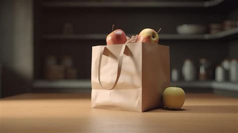 Premium Ai Image Paper Bag Full Of Groceries