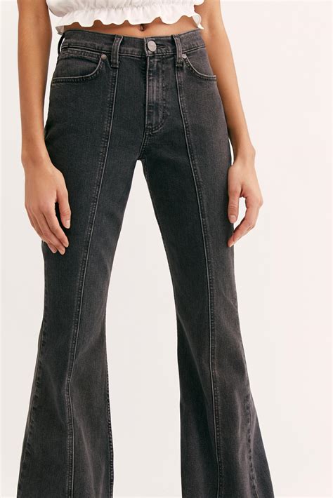 Free People Wrangler Seamed Flare Jeans In Gray Lyst