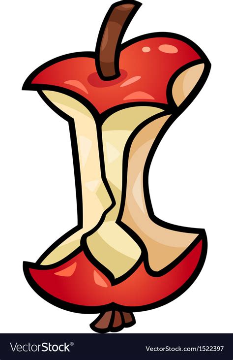 Apple core clip art cartoon Royalty Free Vector Image
