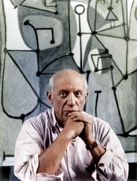 Pablo Picasso Sits In Front Of His Painting The Kitchen R