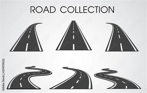 Vector Roads Collection Curves And Highways Separated From The