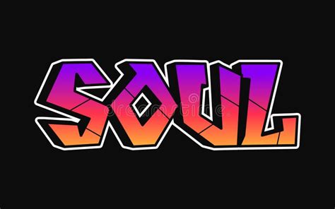 Soul Word Trippy Psychedelic Graffiti Style Lettersvector Hand Drawn