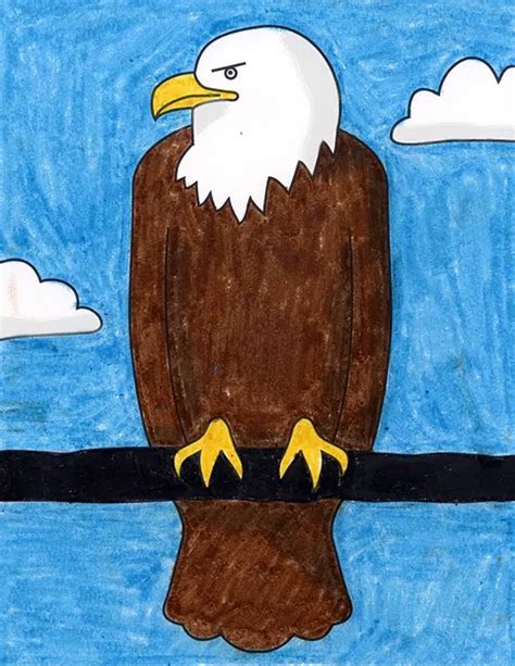 Simple How You Can Draw A Bald Eagle Tutorial Video And Coloring Web Page