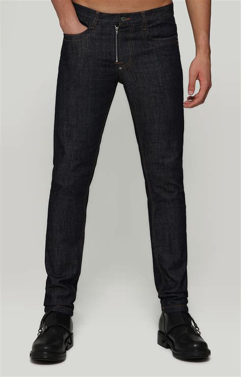 Mens Jeans With Slim Fit And Zipper Detail Blue Bikkembergs