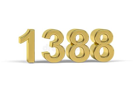 Golden 3d Number 1388 Year 1388 Isolated On White Background Stock