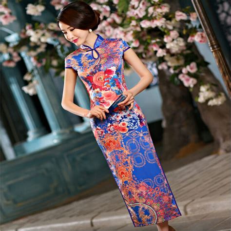 Chinese Womens Satin Cheongsam Qipao Long Evening Dress S M L Xl Xxl