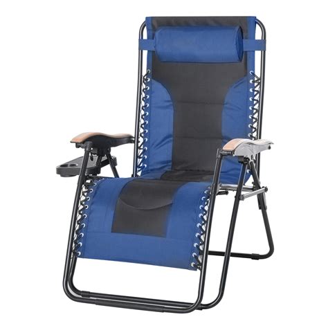 Outsunny Fabric Zero Gravity Chair Blue And Black