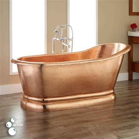 Paxton Polished Copper Slipper Pedestal Air Tub Bathroom Copper