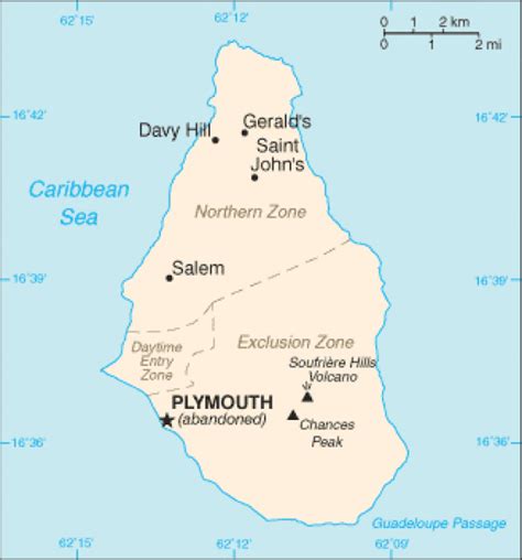 Montserrat Map Terrain Area And Outline Maps Of Montserrat