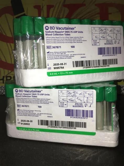 BD Vacutainer Sodium Heparin Tubes 4ml At Rs 1300 Piece Blood